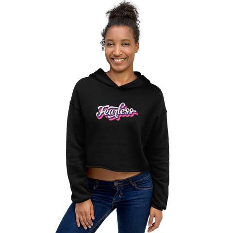 Black Graphic Fearless Candy Crop Hoodie
